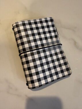 Carpe Diem Black Buffalo Check Planner Cover with Elastic Band